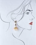 Dual Regal Stone Studded Enamel Pearl Hanging Jhumka - Chandrani Pearls