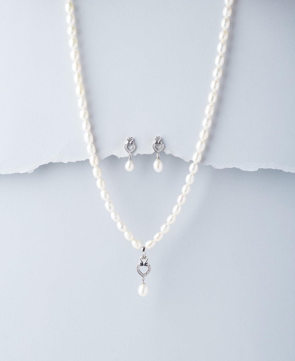 Duck Pair Pendant Pearl Necklace Set - Chandrani Pearls