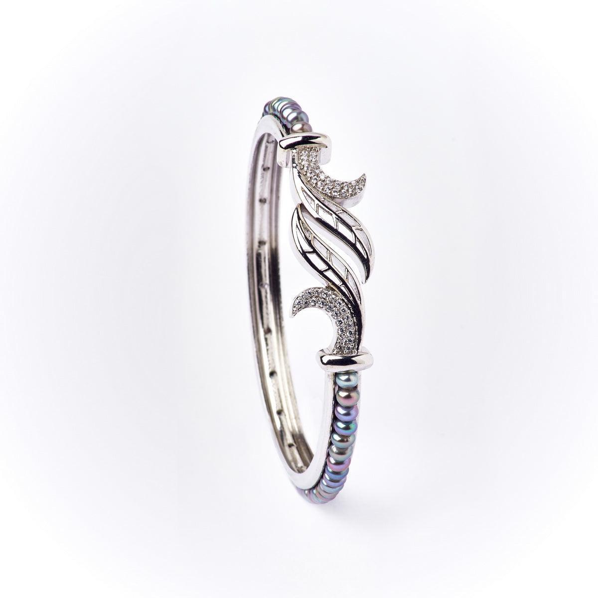 Elaborate Black Pearl Bangle - Chandrani Pearls