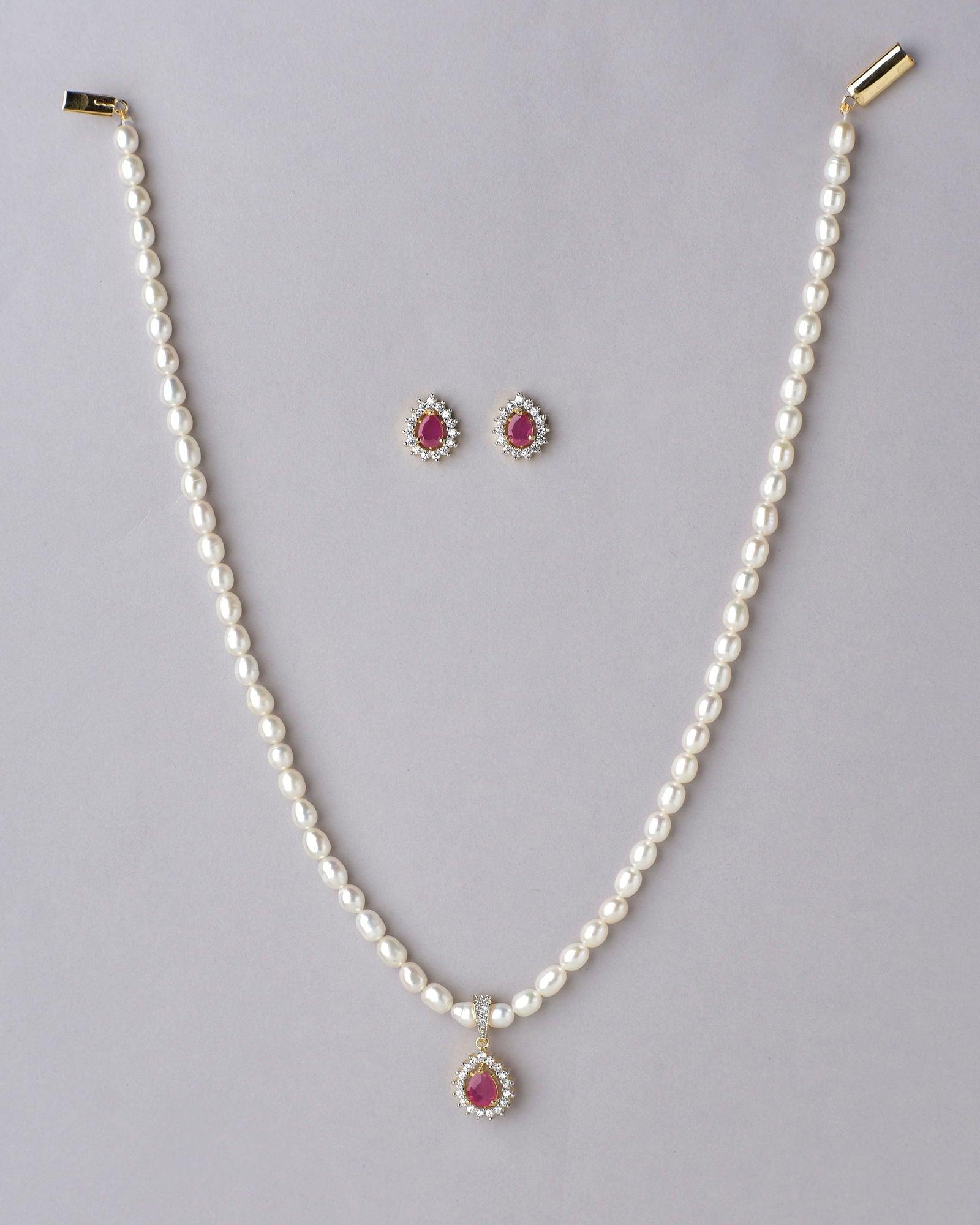 Elegant 1 line Necklace Set - Chandrani Pearls