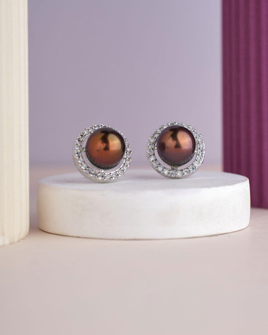 Elegant Black Stud Pearl Earring - Chandrani Pearls