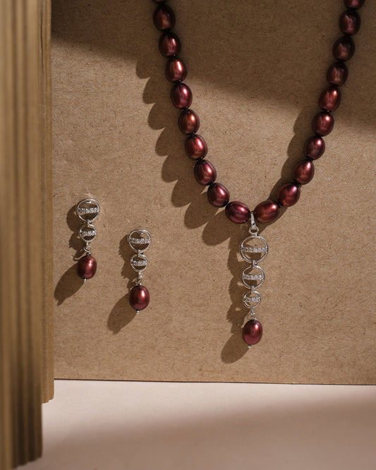 Elegant Brown Necklace Set - Chandrani Pearls