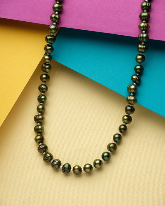 Elegant Dark Green Pearl Necklace - Chandrani Pearls