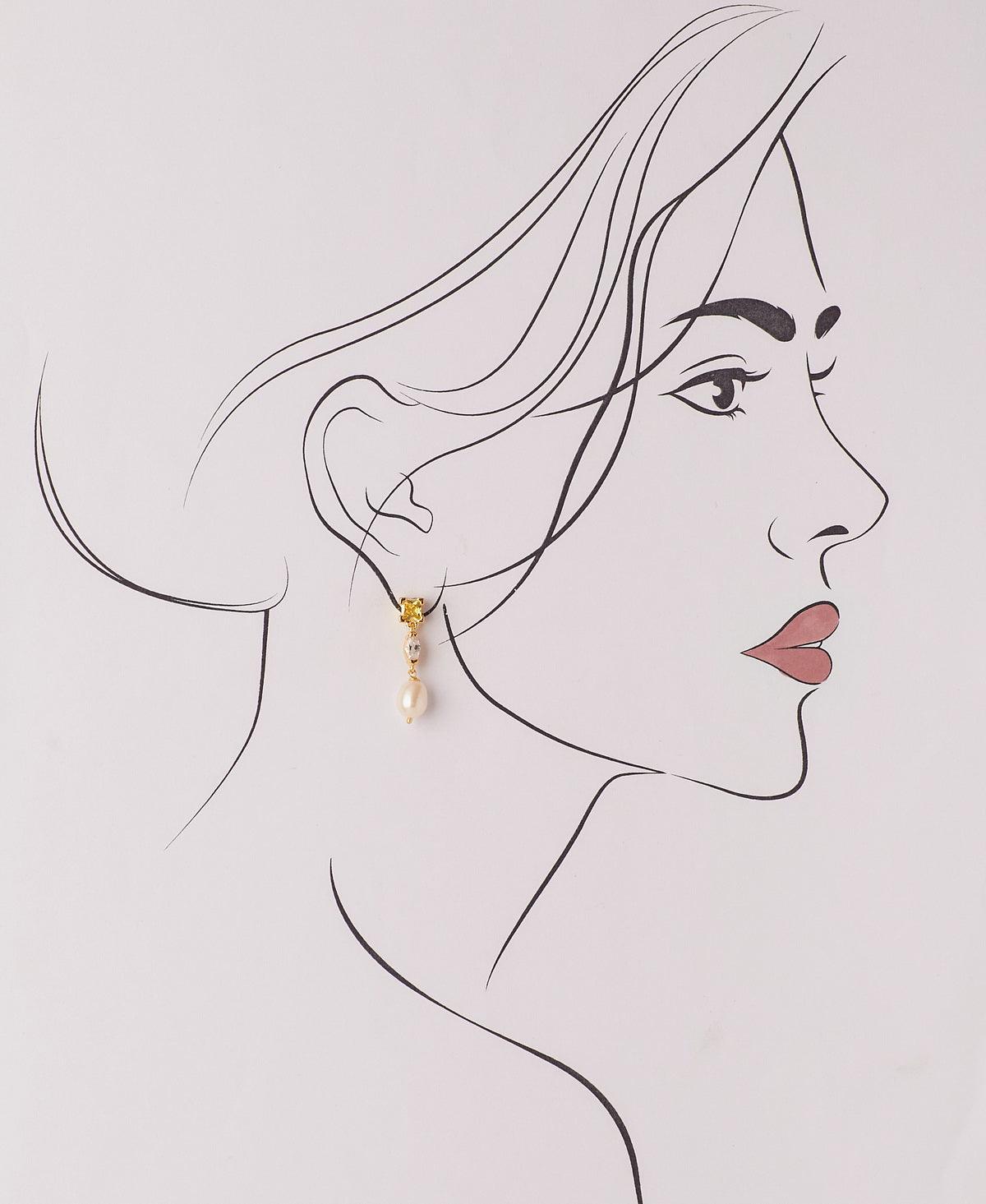 Elegant Hanging Drop Pearl Earring - Chandrani Pearls