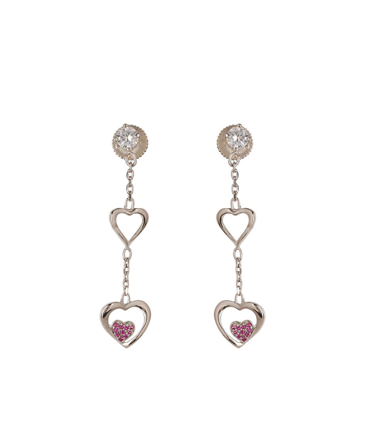 Elegant Heart Silver hanging Earring - Chandrani Pearls