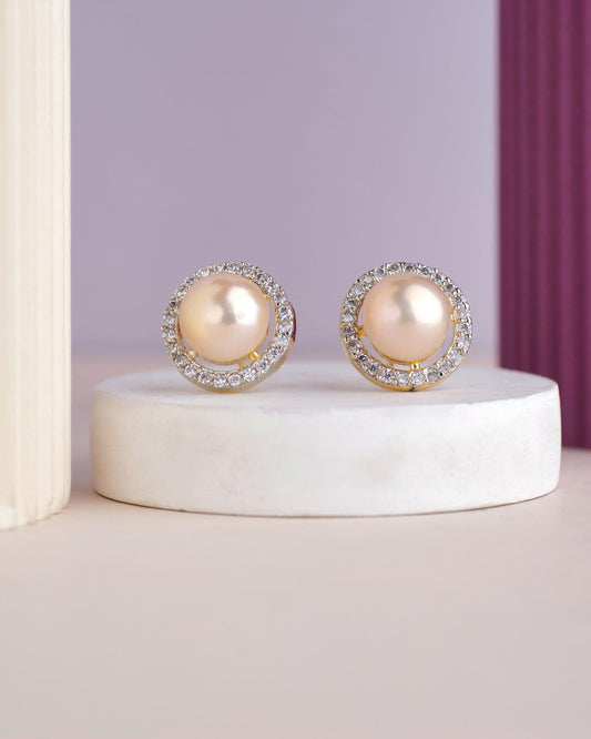 Elegant Pink Stud Pearl Earring - Chandrani Pearls