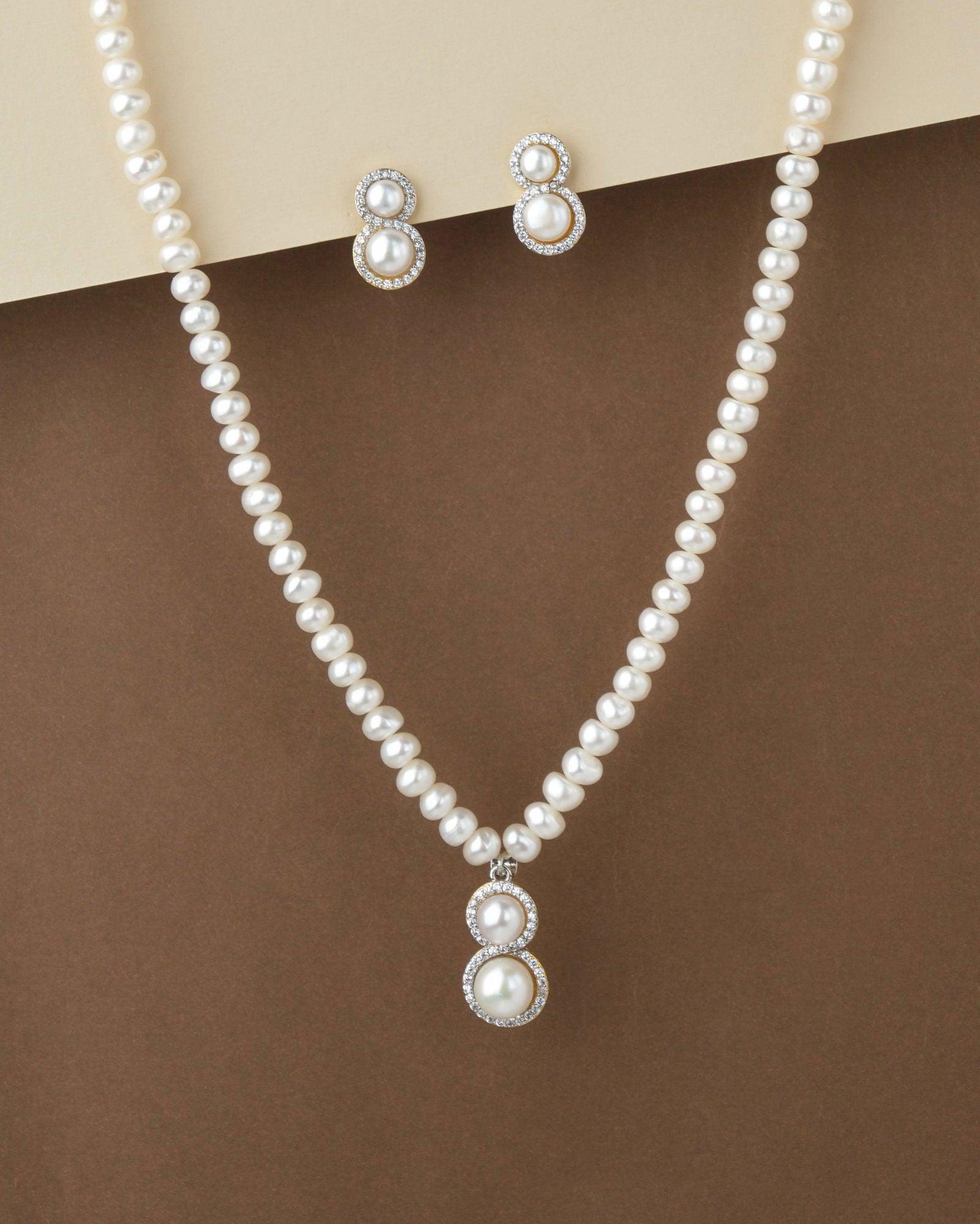 Elegant Real Pearl Necklace Set S23548 - Chandrani Pearls