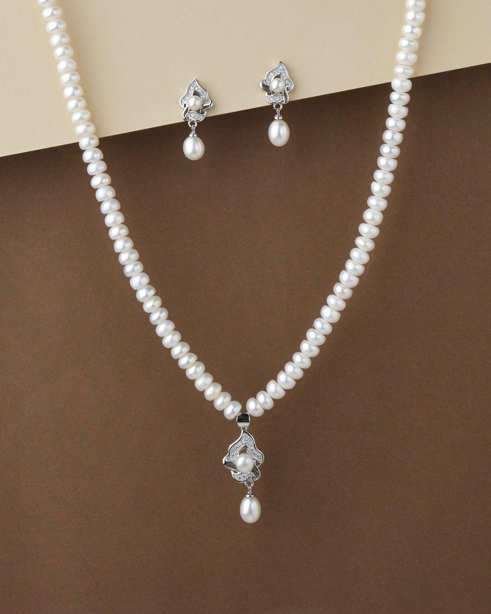 Elegant Real Pearl Necklace Set S23549 - Chandrani Pearls