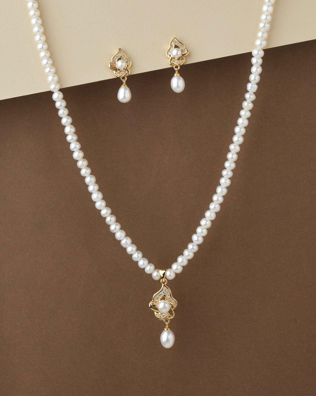 Elegant Real Pearl Necklace Set S23550 - Chandrani Pearls