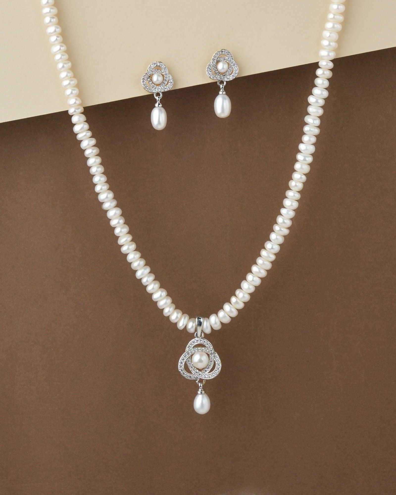 Elegant Real Pearl Necklace Set S23558 - Chandrani Pearls