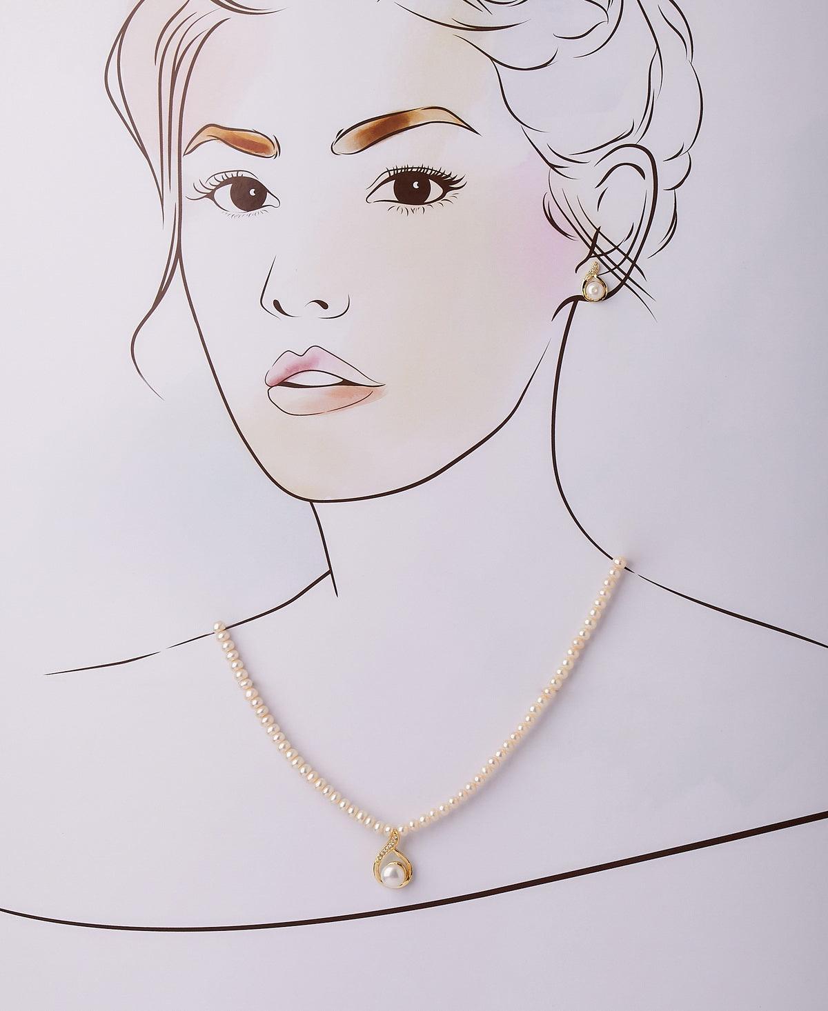 Elegant Real Pearl Pendant Set - Chandrani Pearls