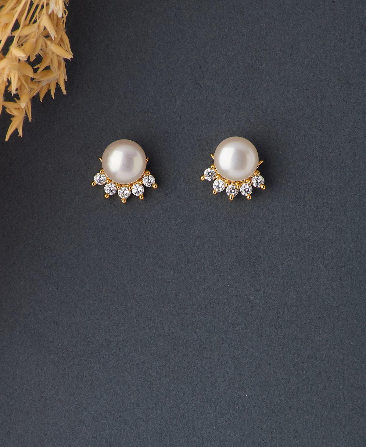 Elegant Real Pearl Stud Earring - Chandrani Pearls