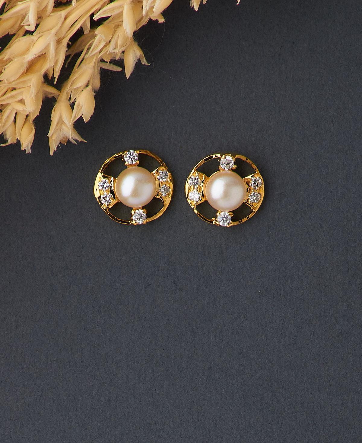 Elegant Real Pearl Stud Earring - Chandrani Pearls
