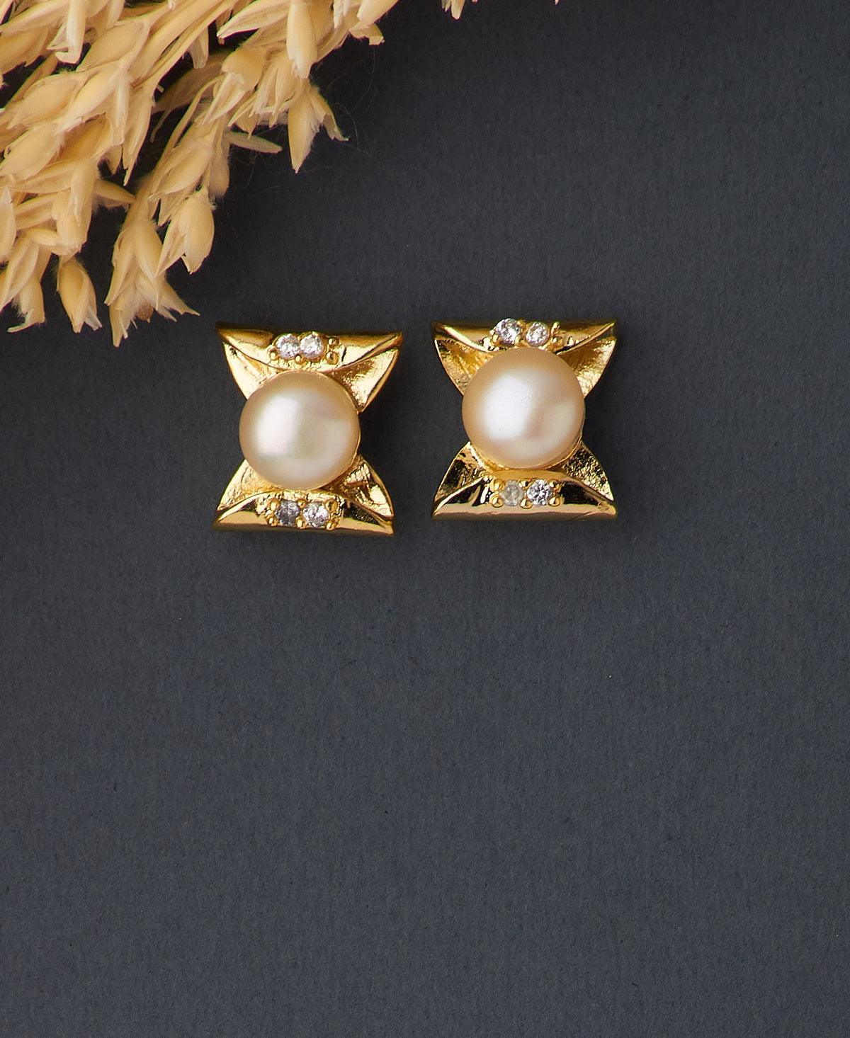 Elegant Real Pearl Stud Earring - Chandrani Pearls