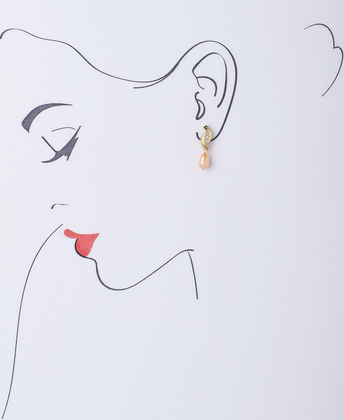 Elegant Stone Studded Pearl Earring - Chandrani Pearls