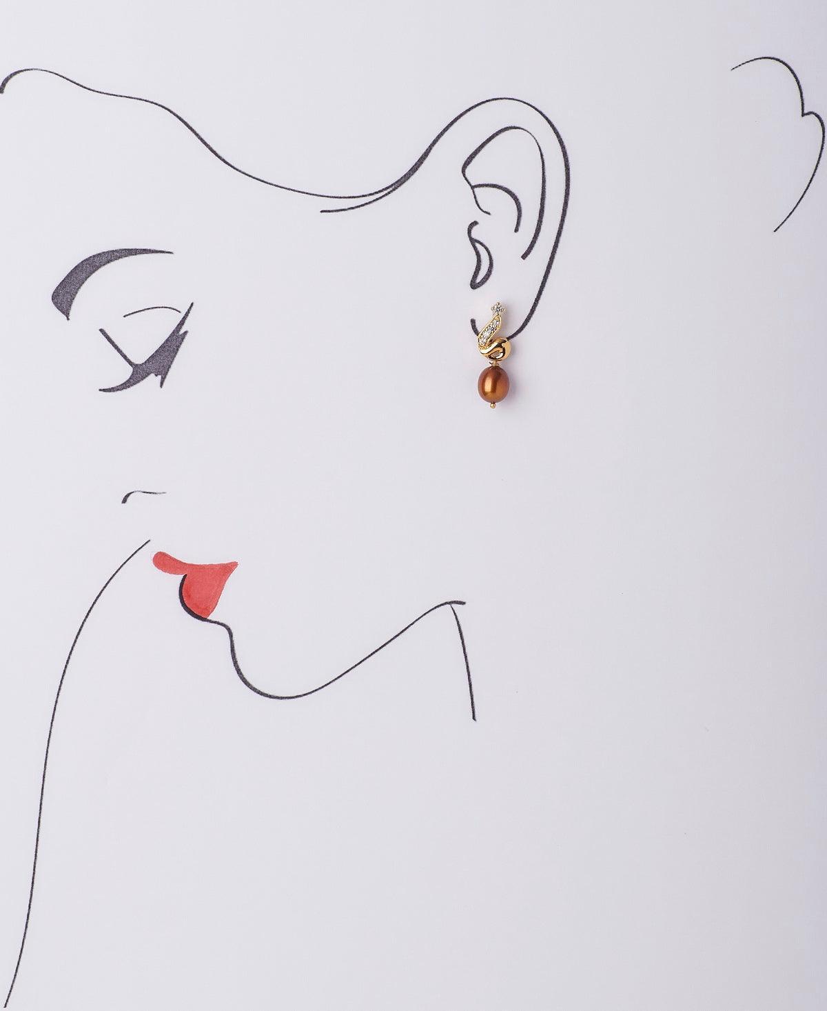 Elegant Stone Studded Pearl Earring - Chandrani Pearls