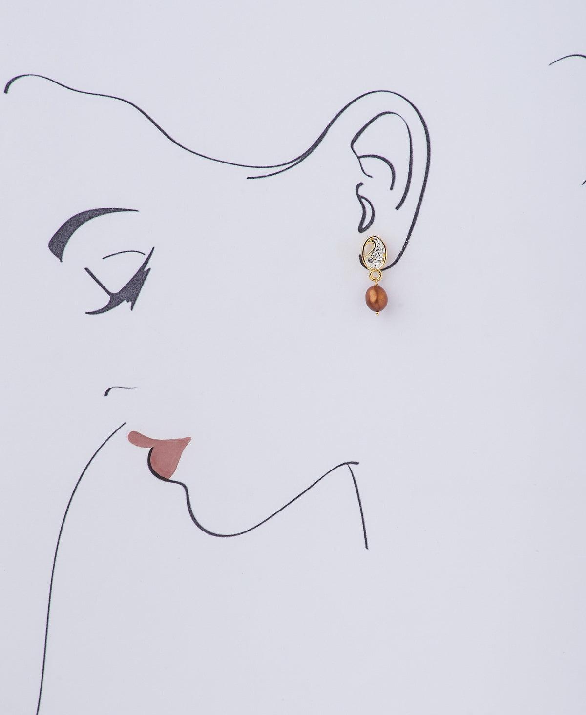 Elegant Stone Studded Pearl Earring - Chandrani Pearls