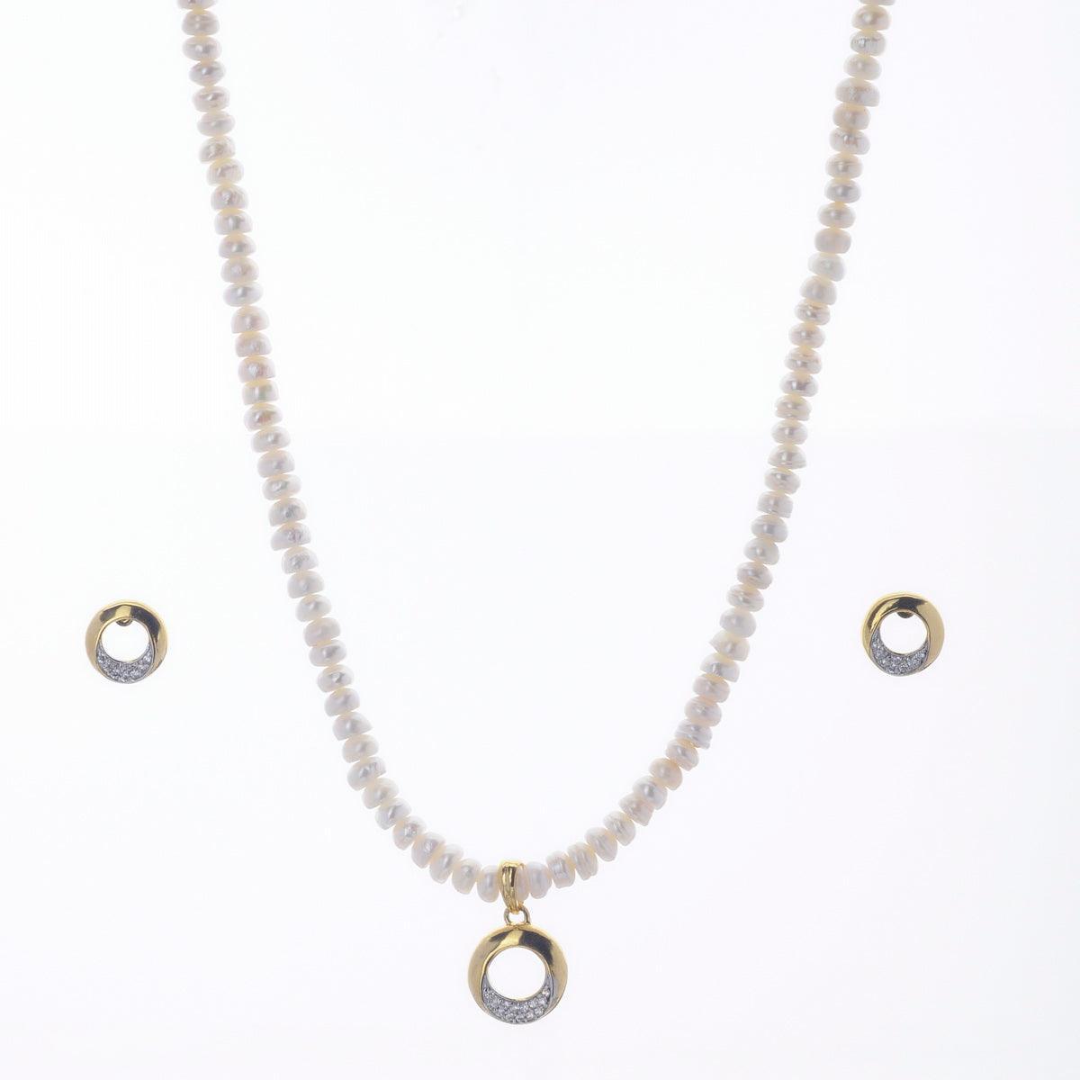 Elegant Stone Studded Pearl Necklace Set - Chandrani Pearls