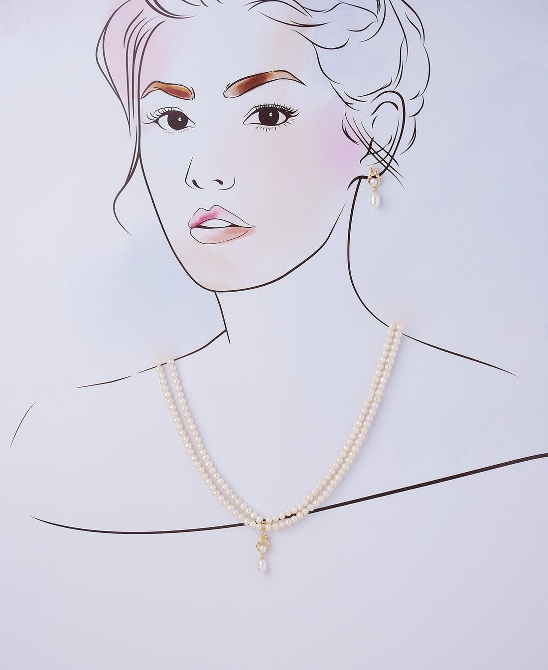Elegant Stone Studded Pearl Necklace Set - Chandrani Pearls