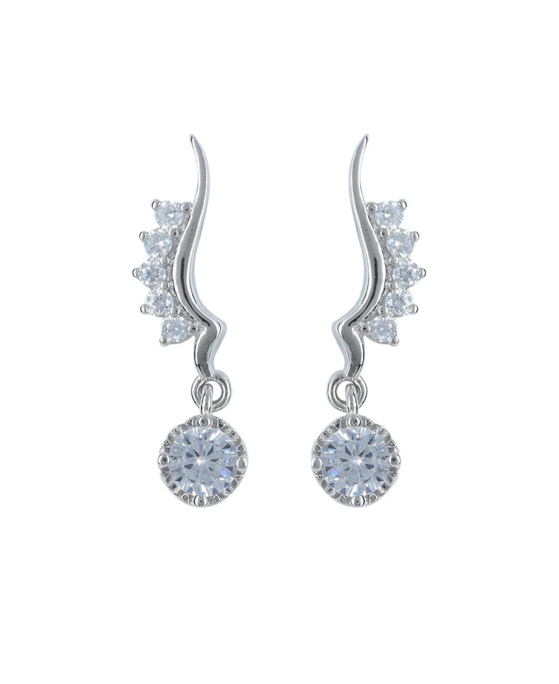Elegant Stone Studded Silver Earring - Chandrani Pearls