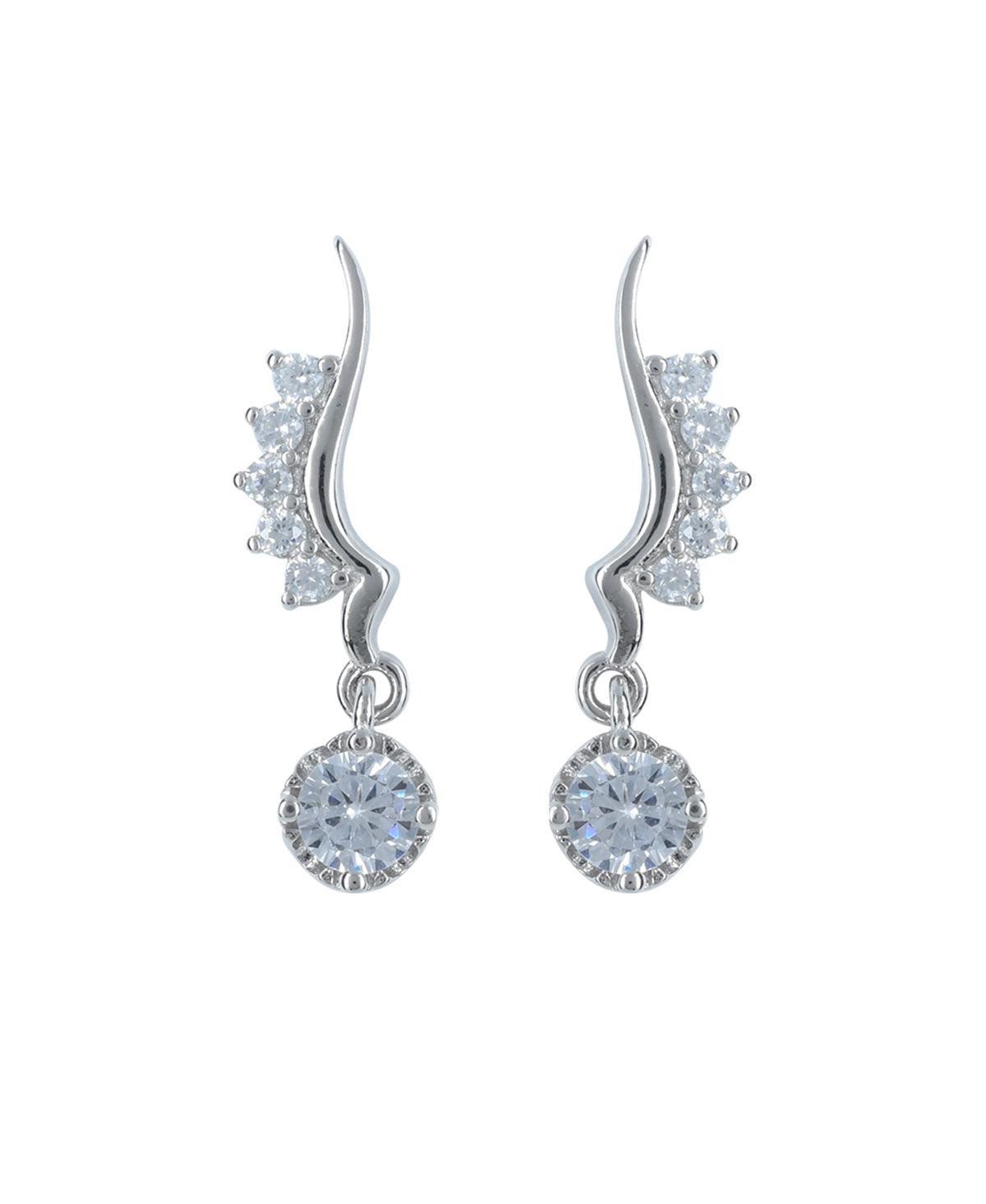 Elegant Stone Studded Silver Earring - Chandrani Pearls