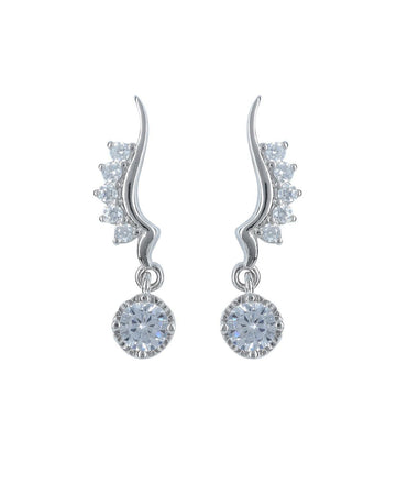 Elegant Stone Studded Silver Earring - Chandrani Pearls