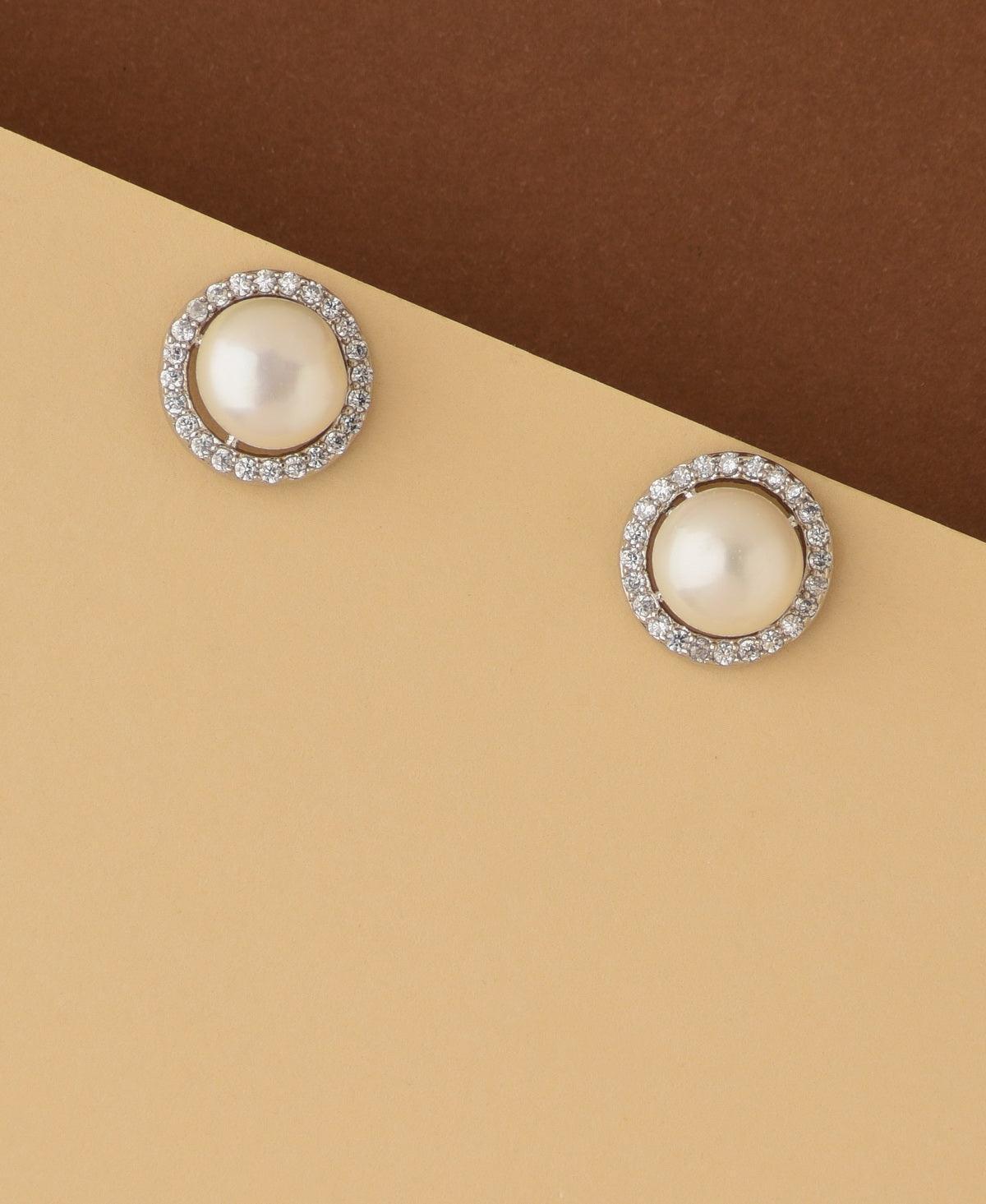 Elegant White Stud Pearl Earring - Chandrani Pearls