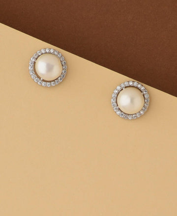 Elegant White Stud Pearl Earring - Chandrani Pearls