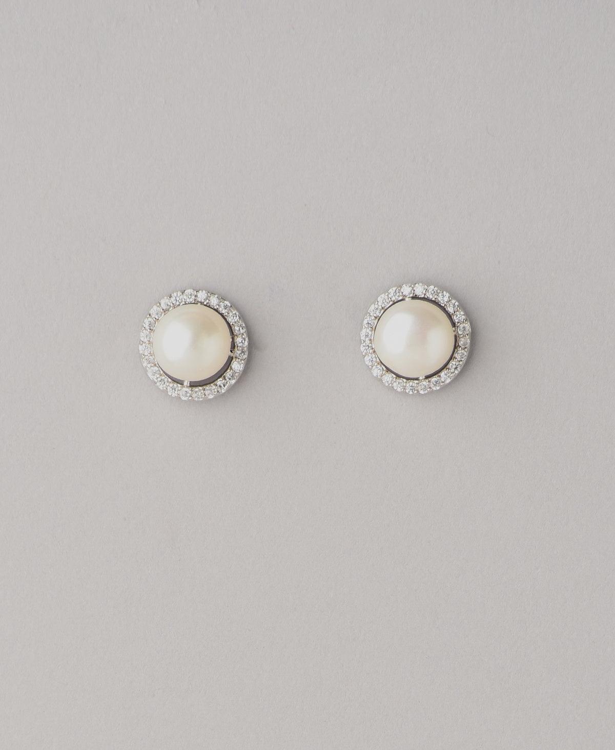 Elegant White Stud Pearl Earring - Chandrani Pearls