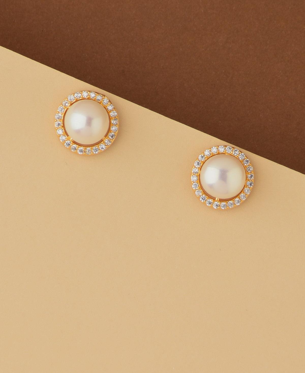 Elegant White Stud Pearl Earring - Chandrani Pearls