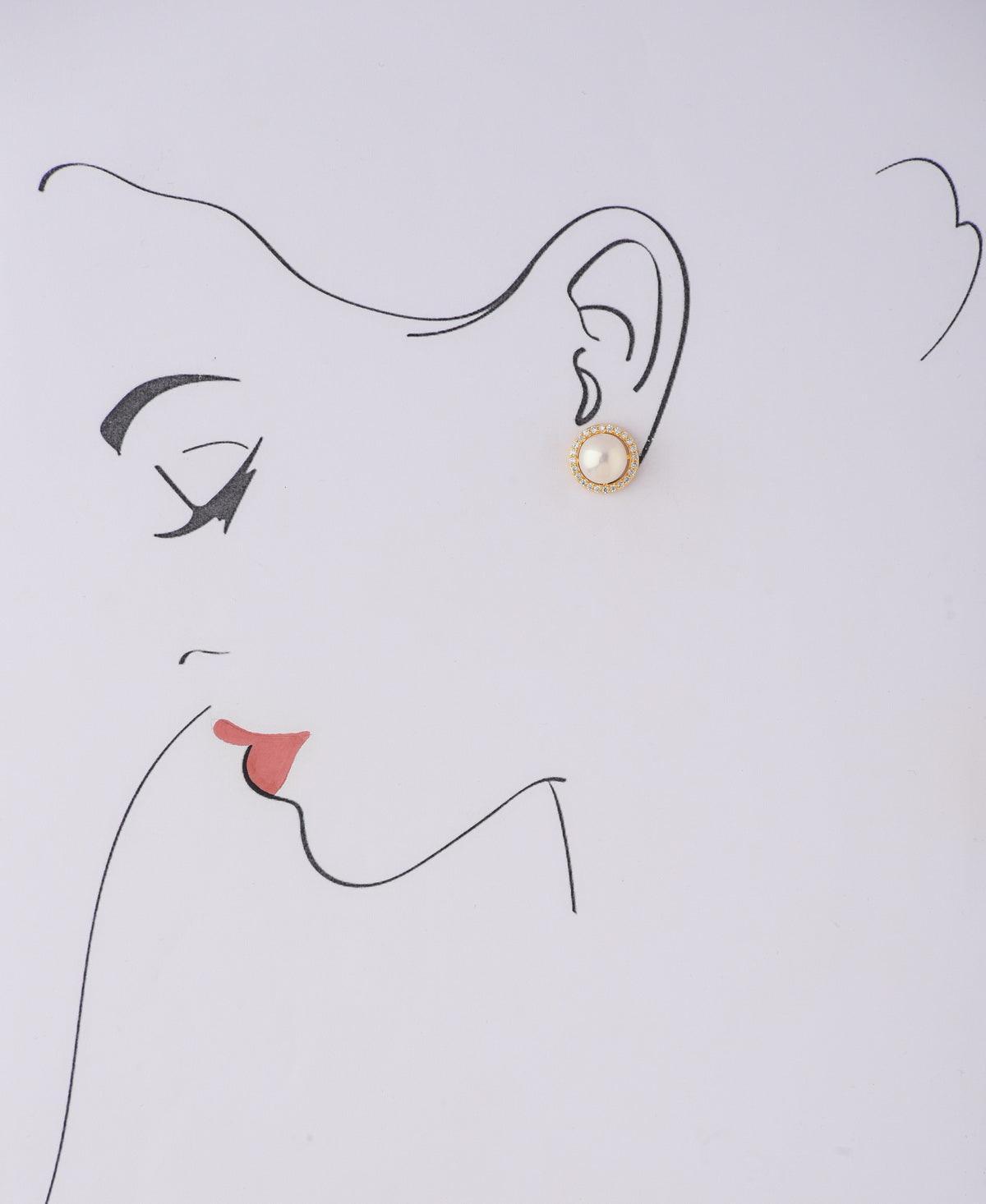 Elegant White Stud Pearl Earring - Chandrani Pearls