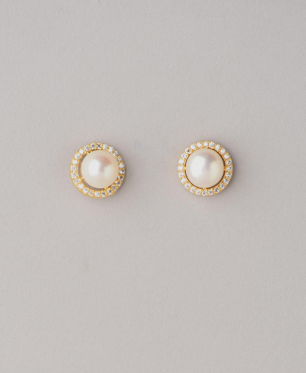 Elegant White Stud Pearl Earring - Chandrani Pearls