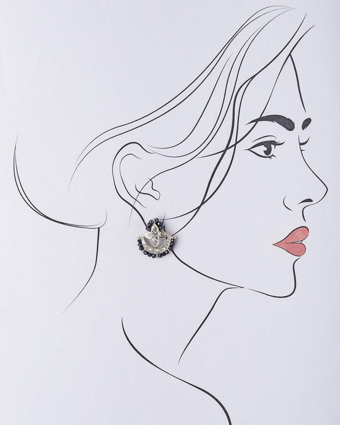Elegant pearl with stone studded stud earrings that always go with your traditional outfit. - Chandrani Pearls