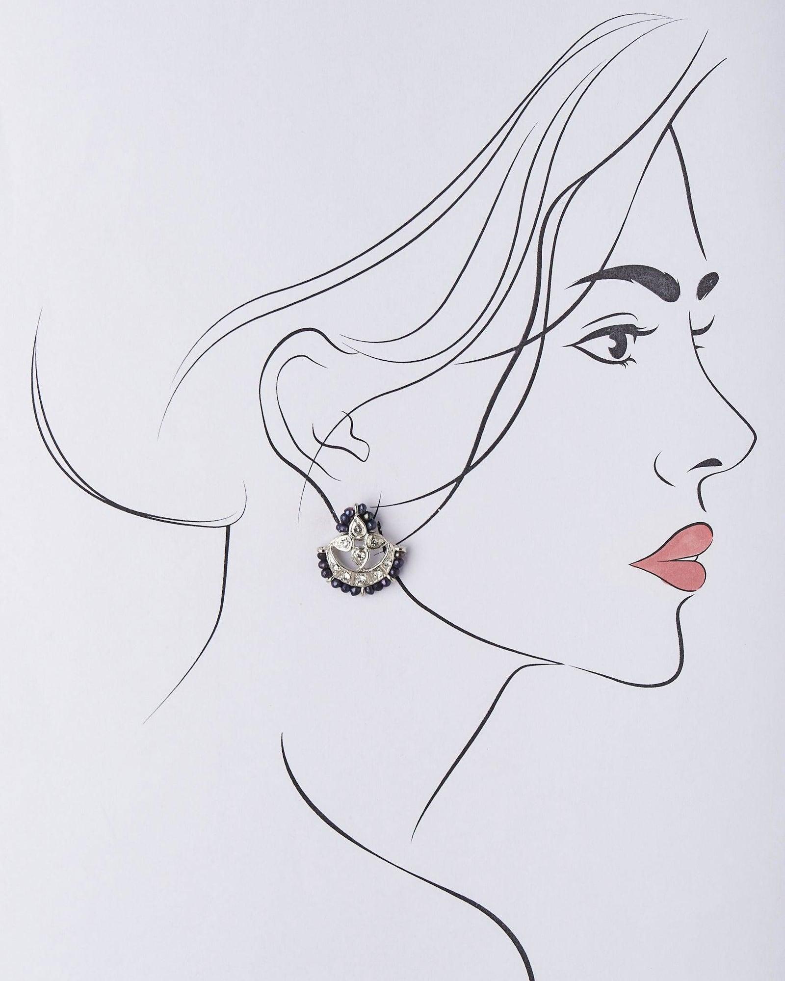 Elegant pearl with stone studded stud earrings that always go with your traditional outfit. - Chandrani Pearls