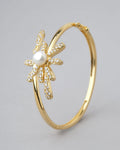 Eretria Flora CZ & Pearl Stud Bangle - Chandrani Pearls