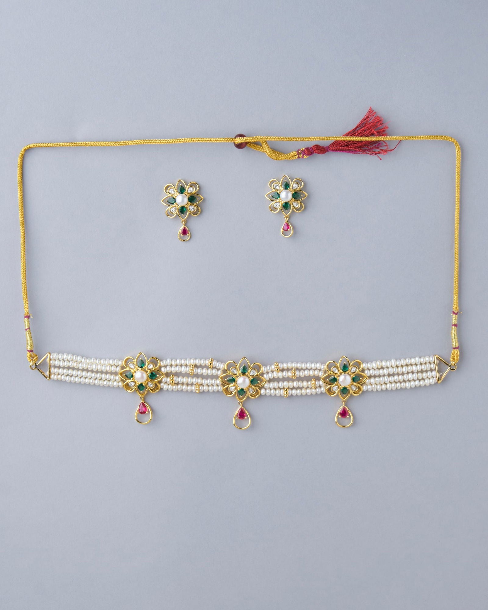 Ethnic Blooming Necklace Set - Chandrani Pearls