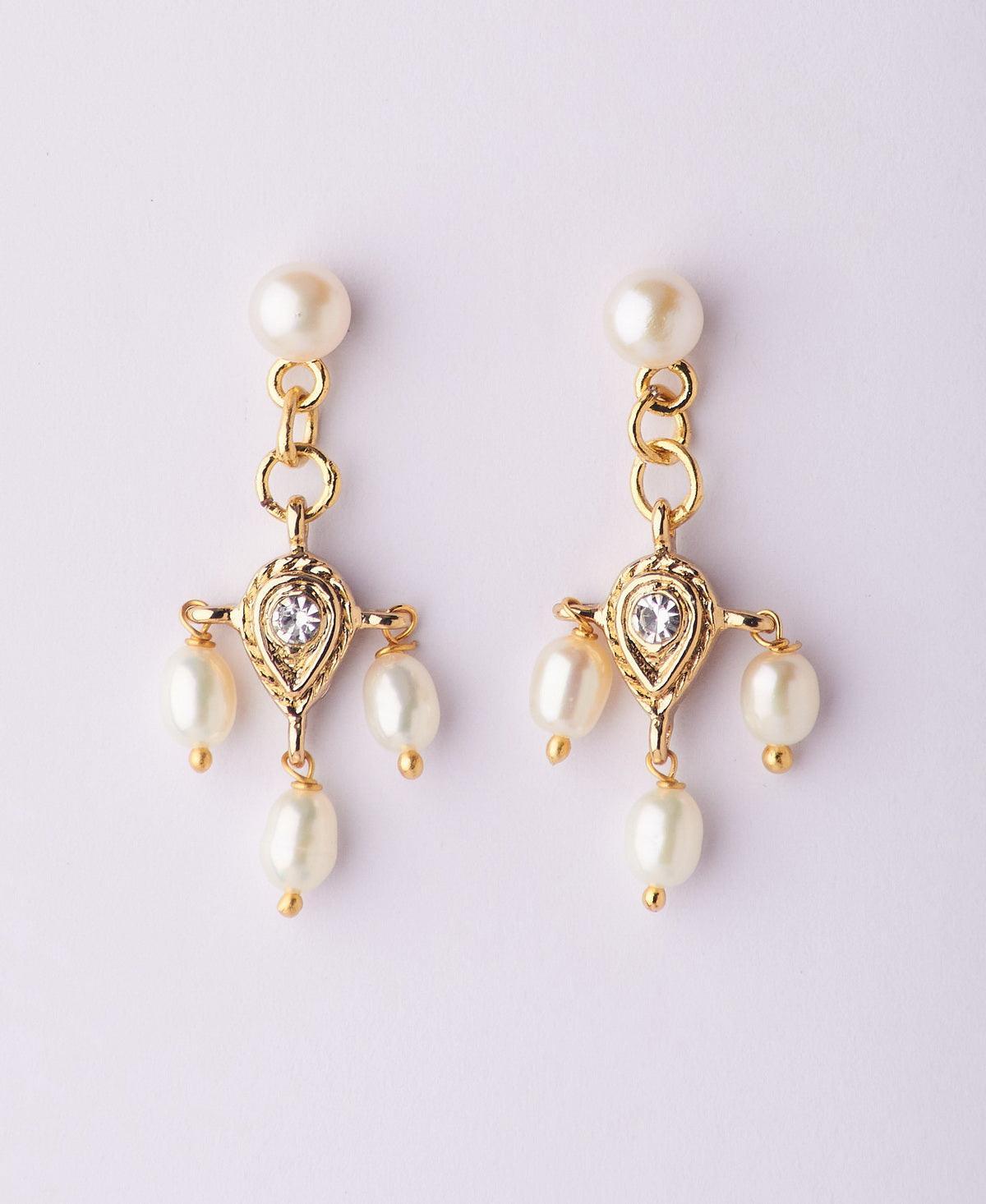 Ethnic Pearl Hanging Earrings - Chandrani Pearls