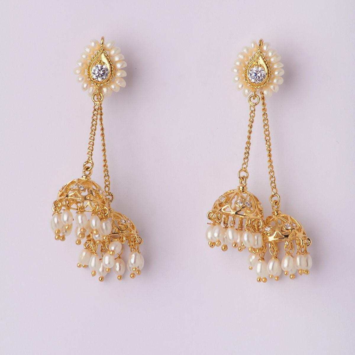 Ethnic Pearl Hanging Earrings - Chandrani Pearls