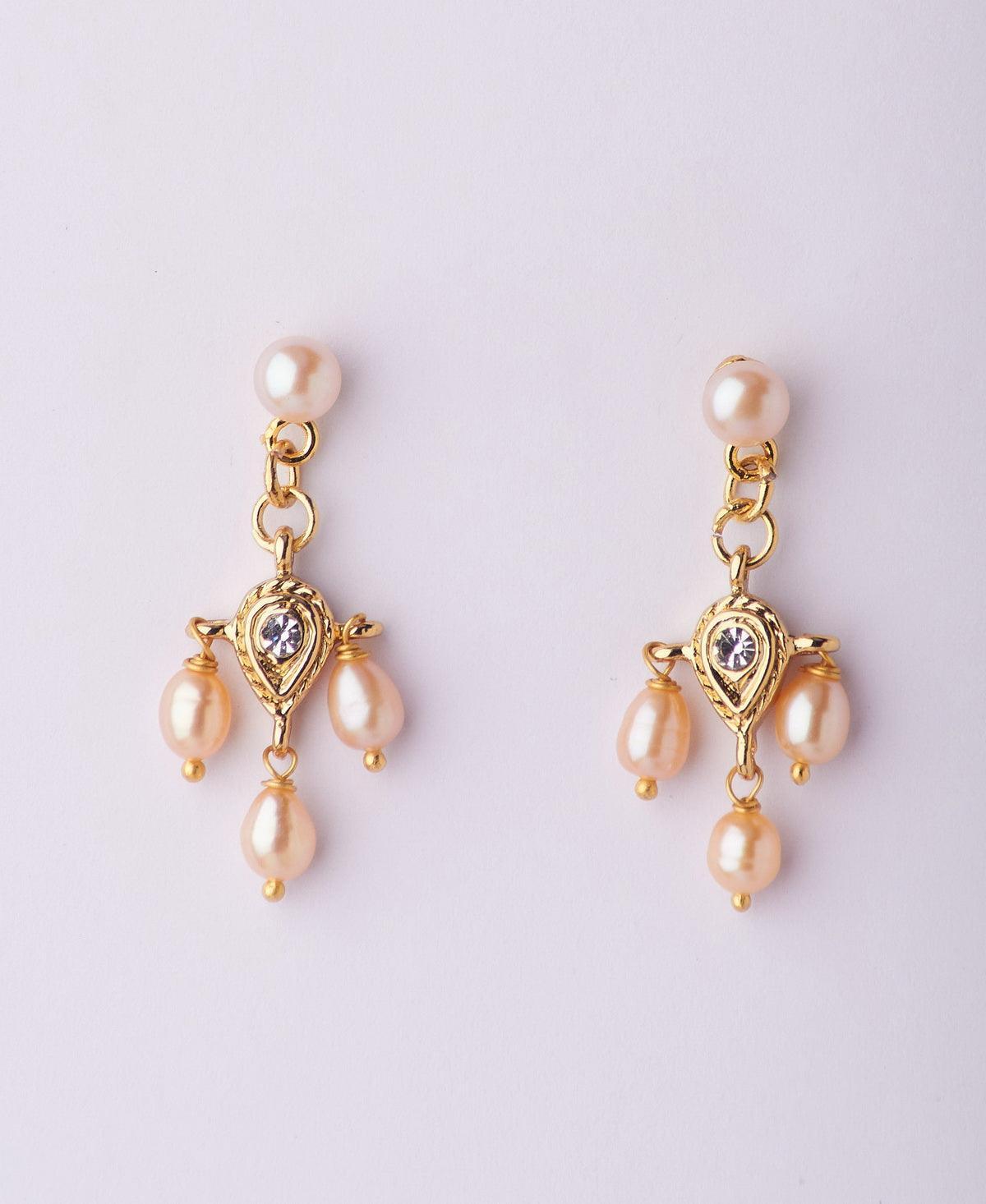 Ethnic Pearl Hanging Earrings - Chandrani Pearls