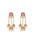 Ethnic Pearl Triple Hanging Jhumka - Chandrani Pearls