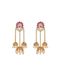 Ethnic Pearl Triple Hanging Jhumka - Chandrani Pearls