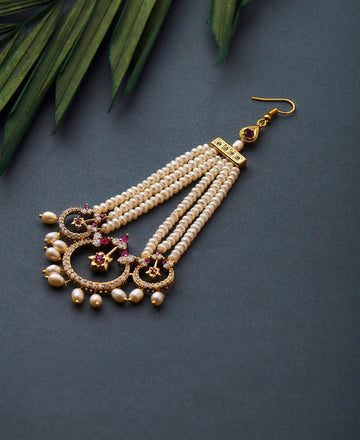 Ethnic Real Pearl Hanging Maang Tikka - Chandrani Pearls