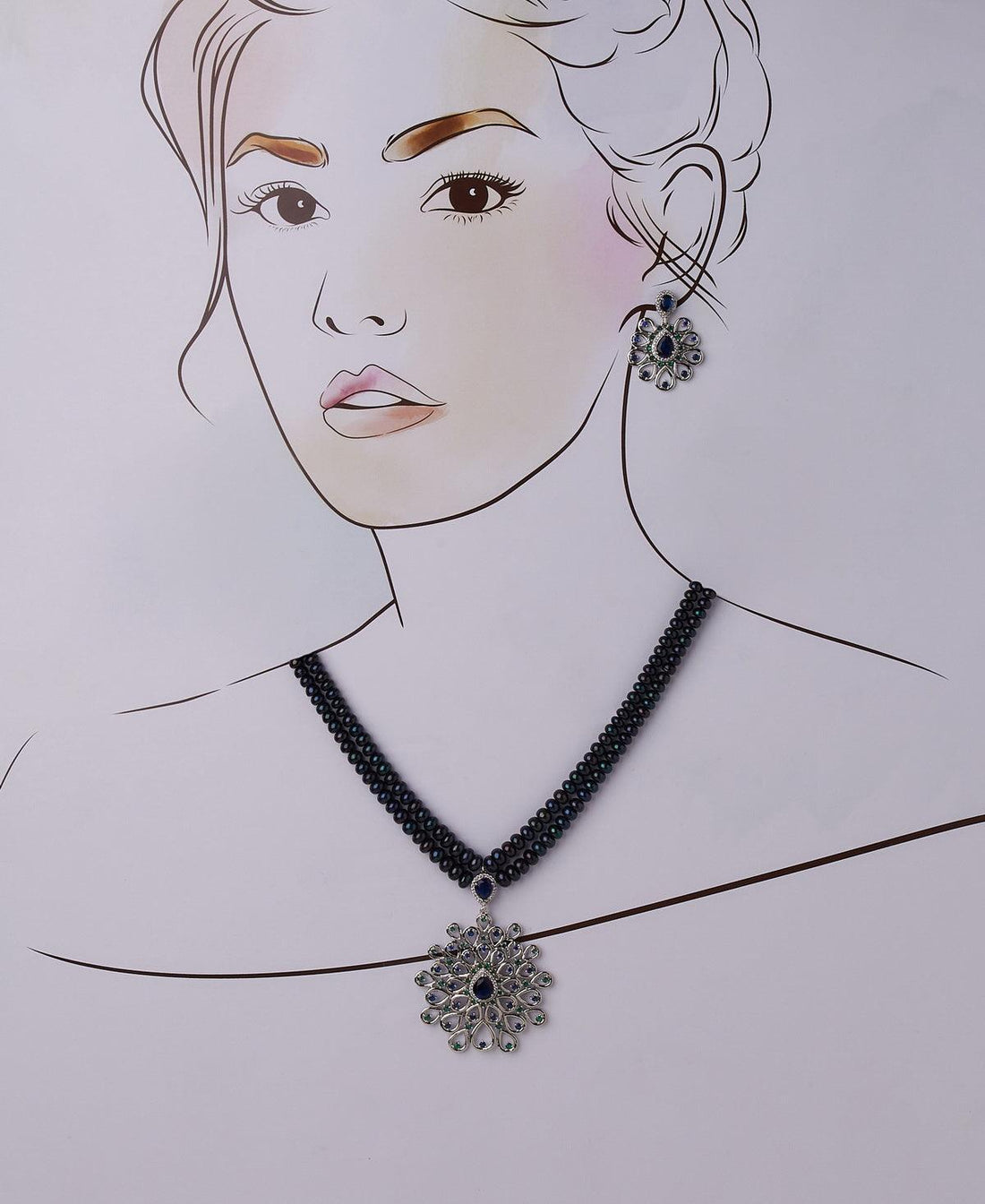 Exquisite Black Pearl Necklace Set - Chandrani Pearls
