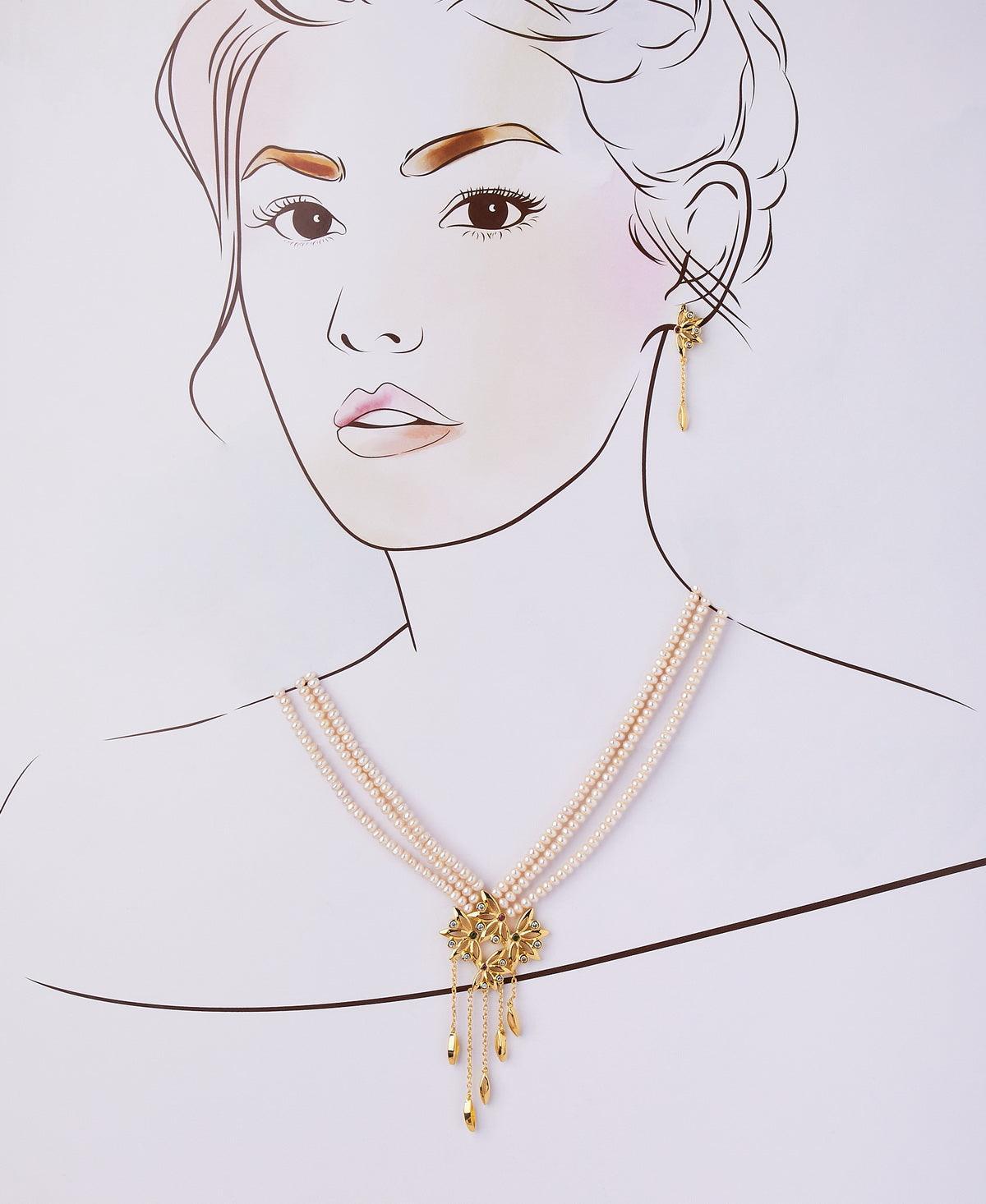 Exquisite Real Pearl Necklace Set - Chandrani Pearls