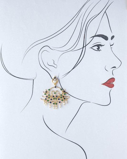 Faiza Hanging Pearl Jhumka - Chandrani Pearls