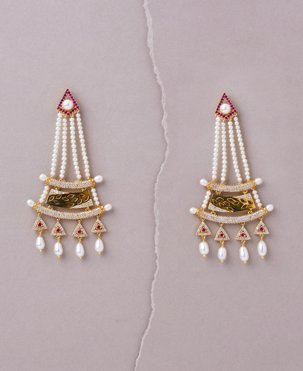 Faiza Regal Chandeliers Earring - Chandrani Pearls