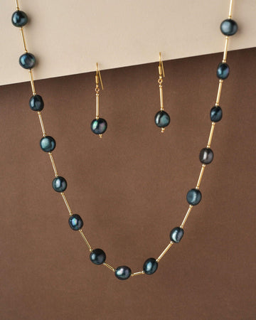 Fancy Black Pearl Necklace Set - Chandrani Pearls