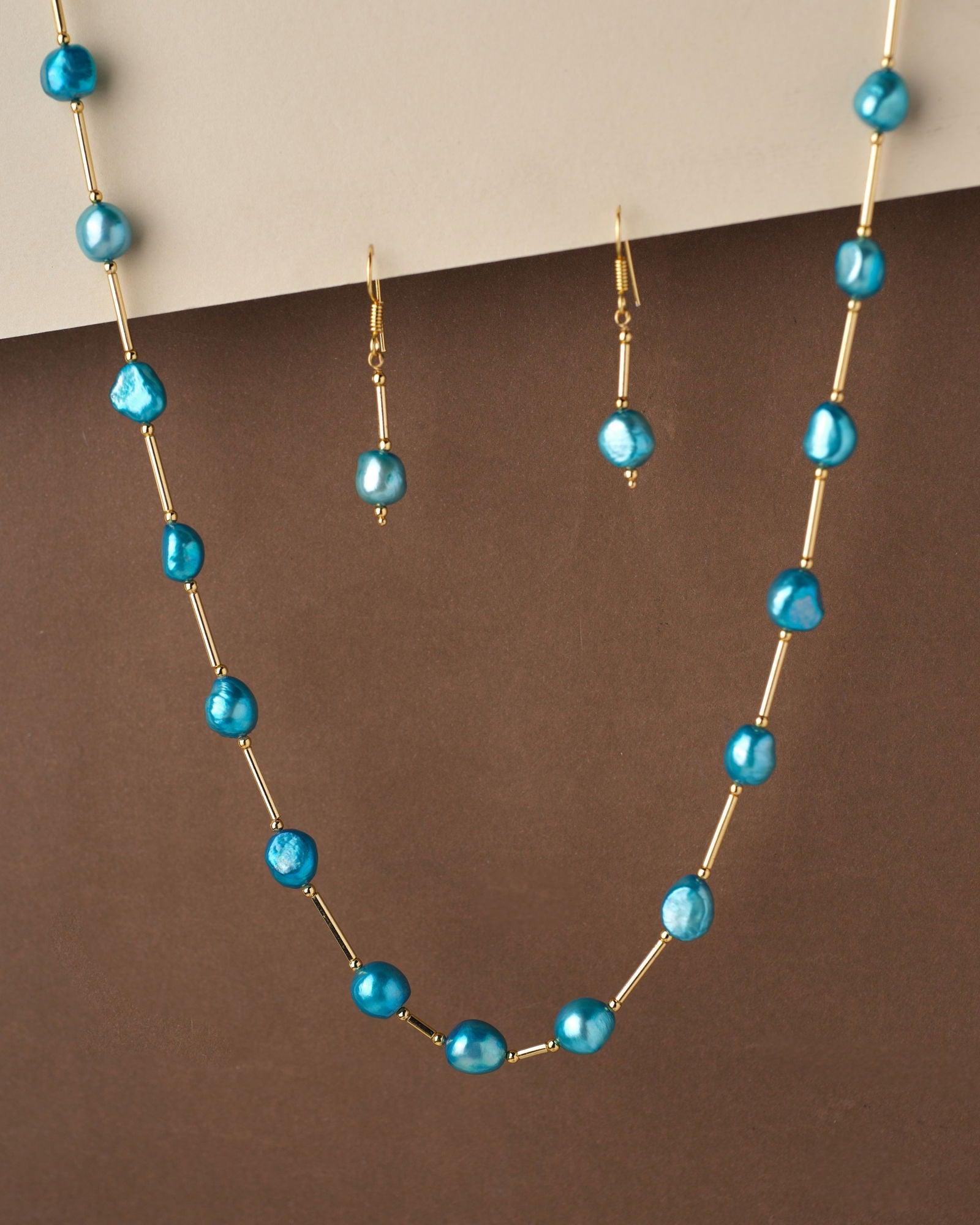 Fancy Blue Pearl Necklace Set - Chandrani Pearls