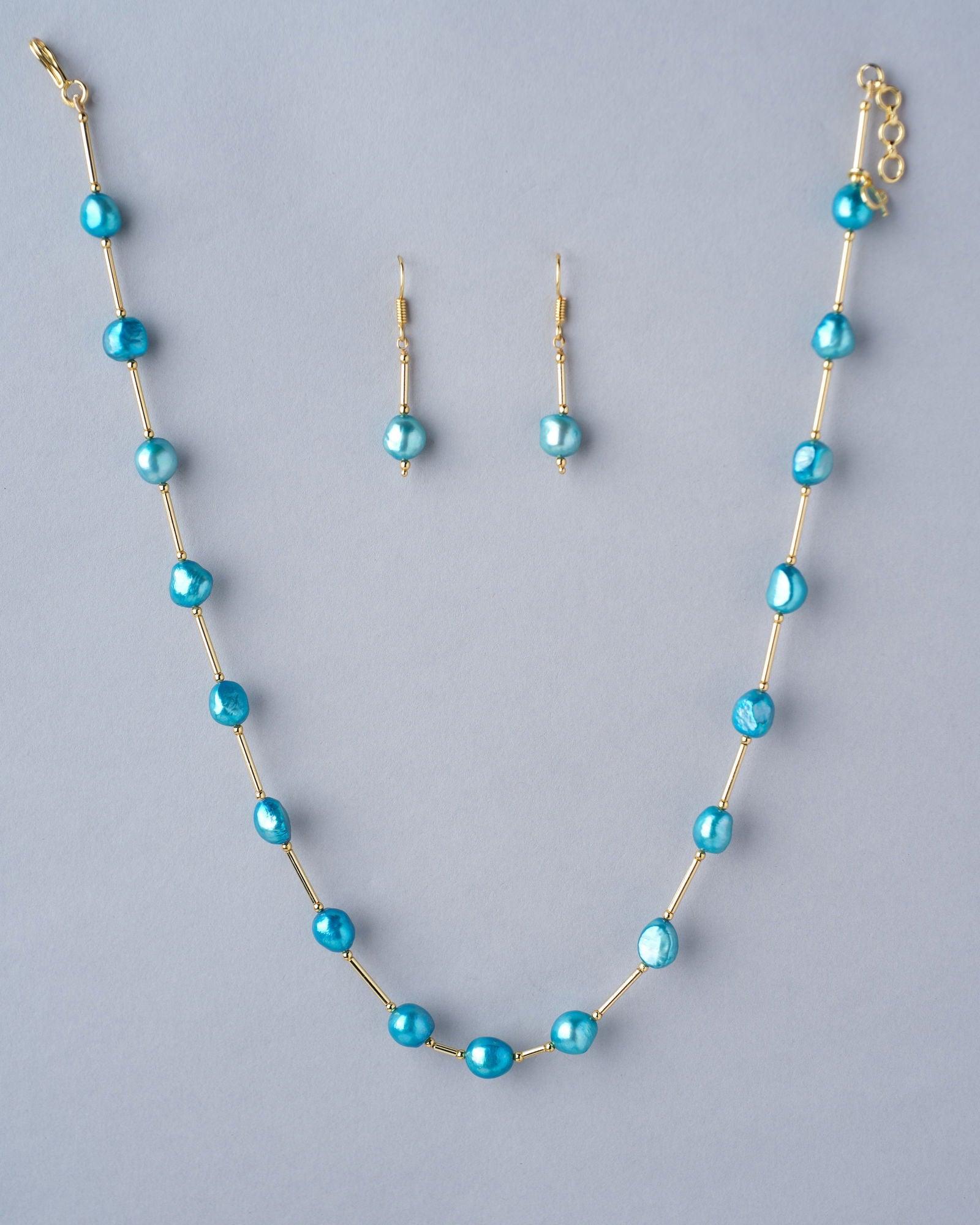 Fancy Blue Pearl Necklace Set - Chandrani Pearls