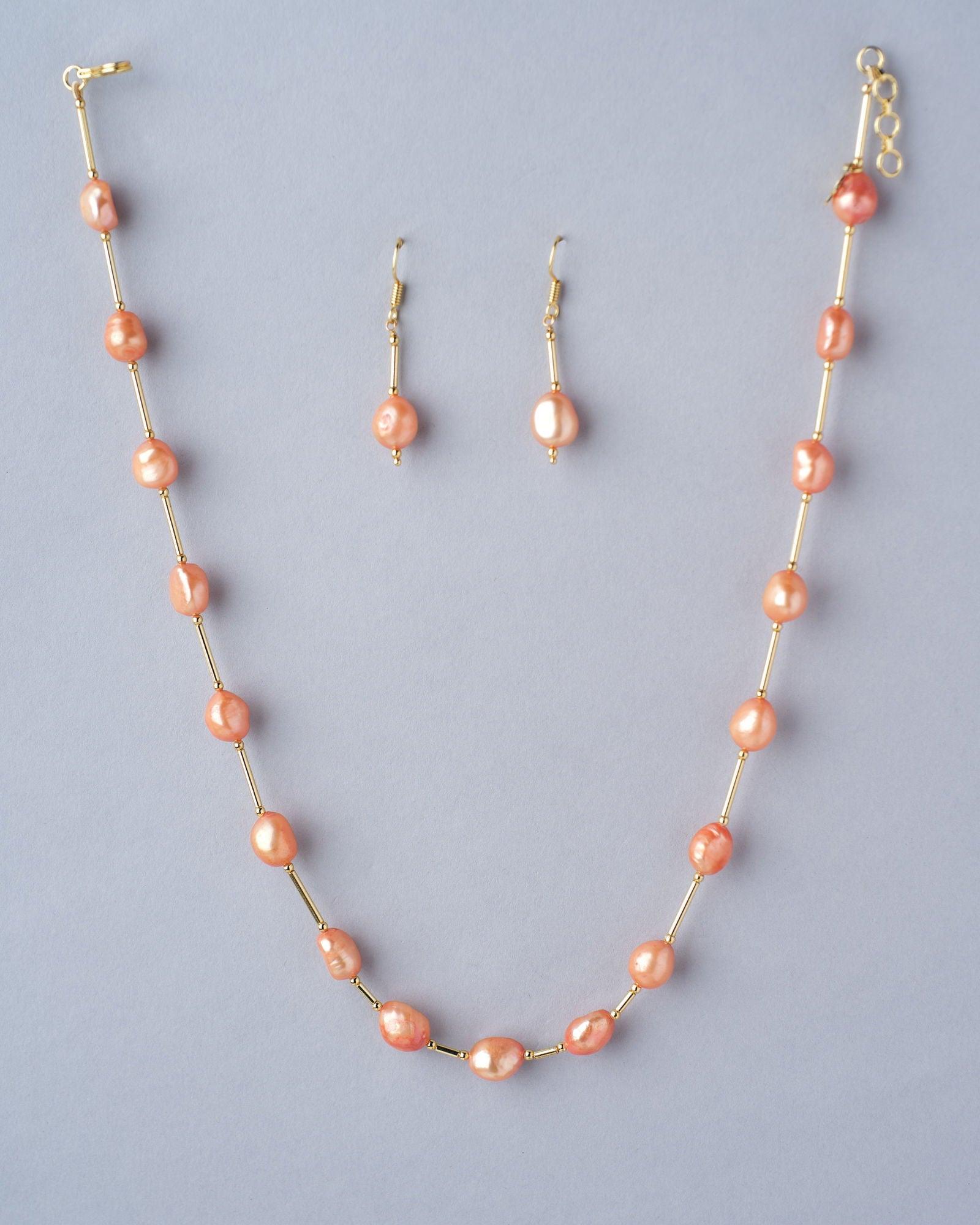 Fancy Orange Pearl Necklace Set - Chandrani Pearls